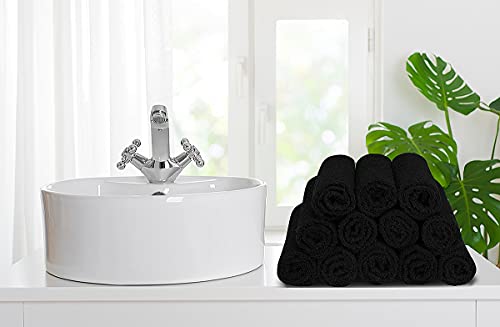 Softolle 100% Cotton Washcloths 24 Pack (12x12 Inches) Soft, Highly Absorbent Washcloth, Face Towels, Wash Cloths for Face, Ring Spun, Bulk Pack (Black) - Image 3