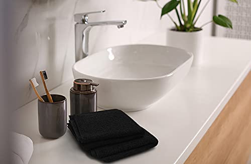 Softolle 100% Cotton Washcloths 24 Pack (12x12 Inches) Soft, Highly Absorbent Washcloth, Face Towels, Wash Cloths for Face, Ring Spun, Bulk Pack (Black) - Image 4