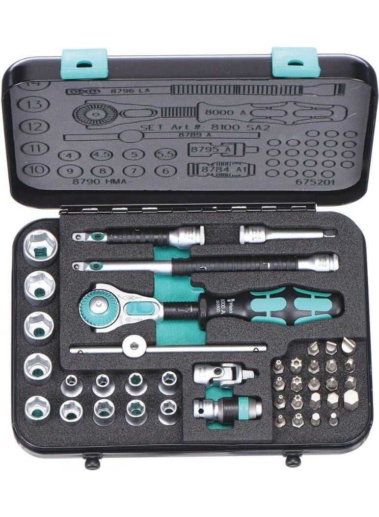 Wera 1/4"Drive Metric Chrome Socket Wrench Set, Number of Pieces: 42 Chrome 05003533001-1 Each