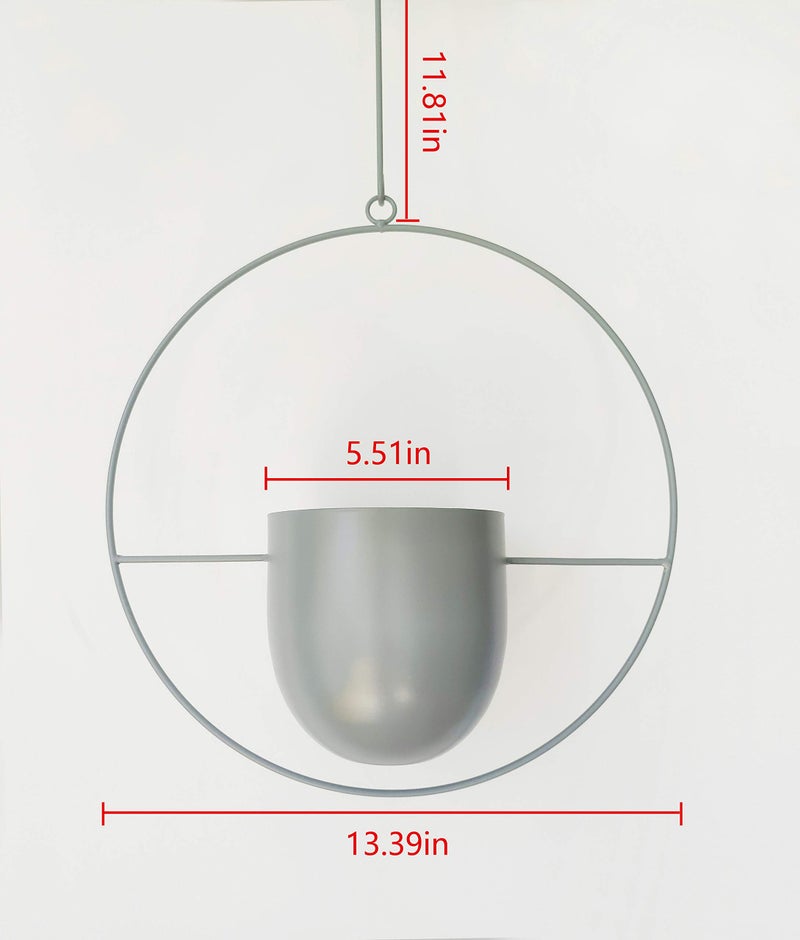 RISEON Boho Green Metal Plant Hanger,Metal Wall and Ceiling Hanging Planter, Modern Planter, Mid Century Flower Pot Plant Holder, Minimalist Planter for Indoor Outdoor Home Decor - Image 5