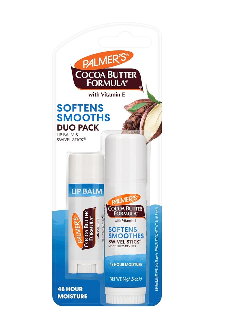 PALMER'S - Palmer's Cocoa Butter Formula Duo Pack, Moisturizing Swivel Stick and Lip Balm with Vitamin E, All Day Moisturization, For use on Lips, Dry Patches, Marks & Scars (Pack of 2) - Image 1