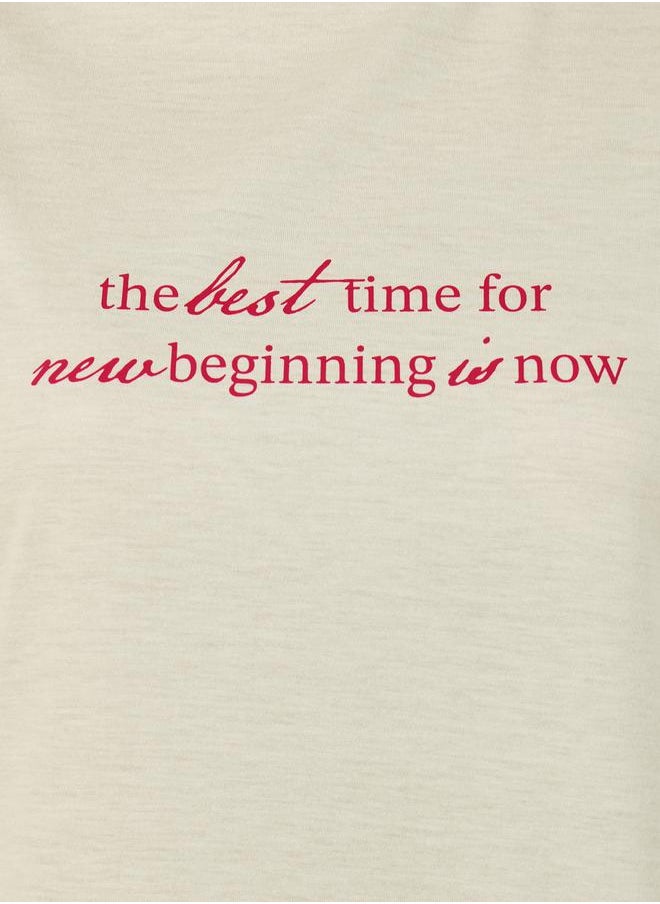 Styli Slogan Print Dropped Shoulder Sleep T-Shirt  - Image 3