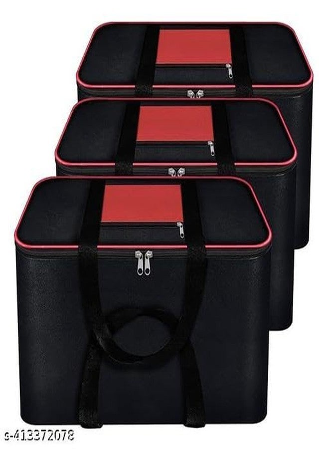 UNICRAFTS unimart India Underbed Storage Bag Set of 3 Red Pkt Moisture Proof Nylon Underbed Storage Bag for Clothes Rectangular P-3 UNI-P062UNI-P062 - Image 4