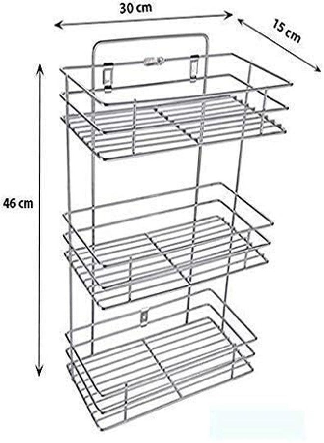 Dhaval Wall Mount Kitchen Rack, 3 Layer Stainless Steel Storage Organizer, Spice Rack for Fruits and Vegetables - Image 2