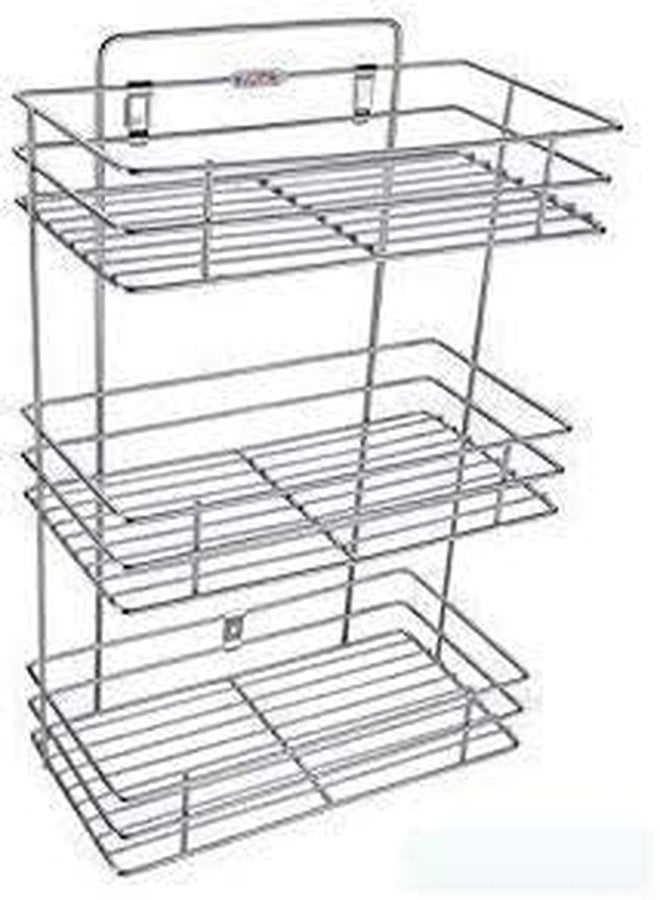 Dhaval Wall Mount Kitchen Rack, 3 Layer Stainless Steel Storage Organizer, Spice Rack for Fruits and Vegetables - Image 1