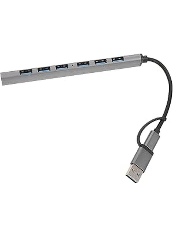Gray 7 Port USB Hub High Speed Extender For Laptop PC Tablet Port Expansion - Image 1