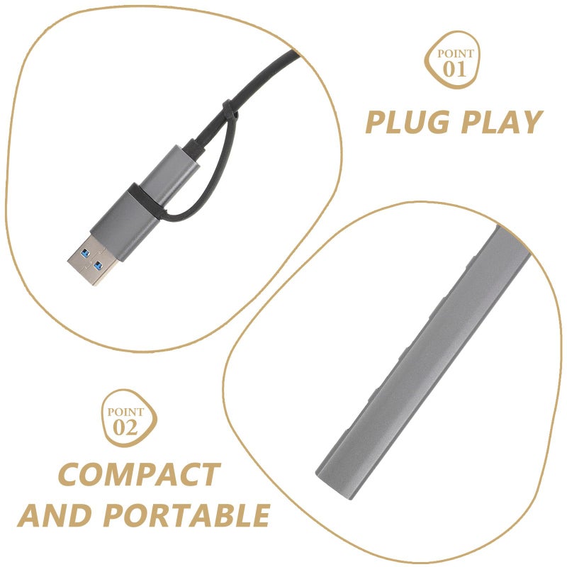Gray 7 Port USB Hub High Speed Extender For Laptop PC Tablet Port Expansion - Image 4
