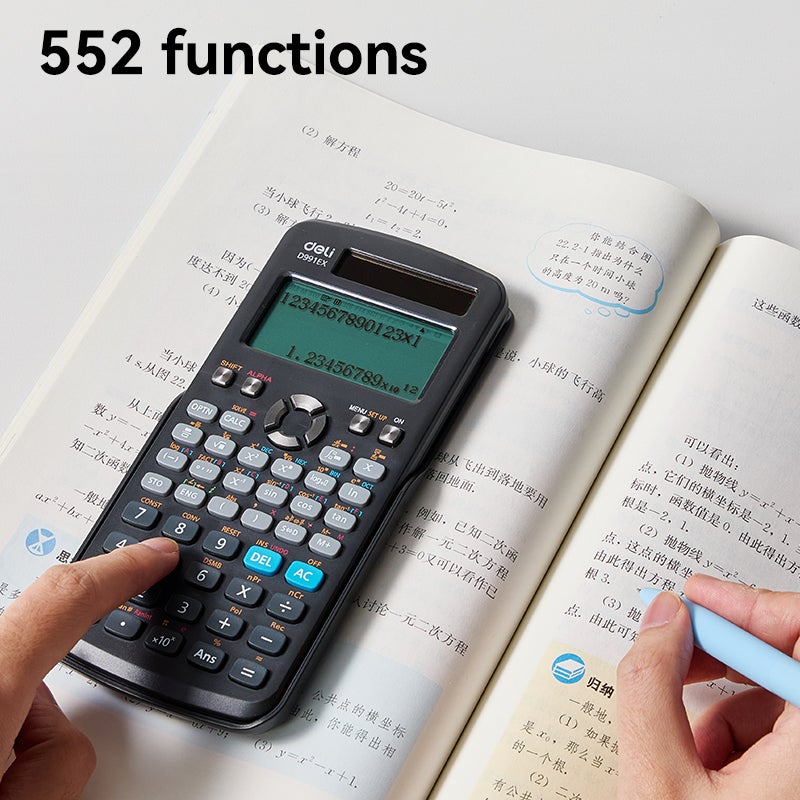 ديلي آلة حاسبة علمية ED991EX، 552 وظيفة، شاشة 10+2 رقم، أسود - Image 4