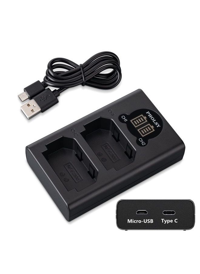 PHOLSY - NP-FZ100 Battery Charger, PHOLSY Camera Battery Charger NP-FZ100 Dual USB Charger BC-QZ1 for NP-FZ100 Battery Compatible with Sony Camera a1 a9M2 a9 a7SM3 a7RM4A a7RM4 a7RM3A a7RM3 a7C a7M4 a7M3 a6600 - Image 1