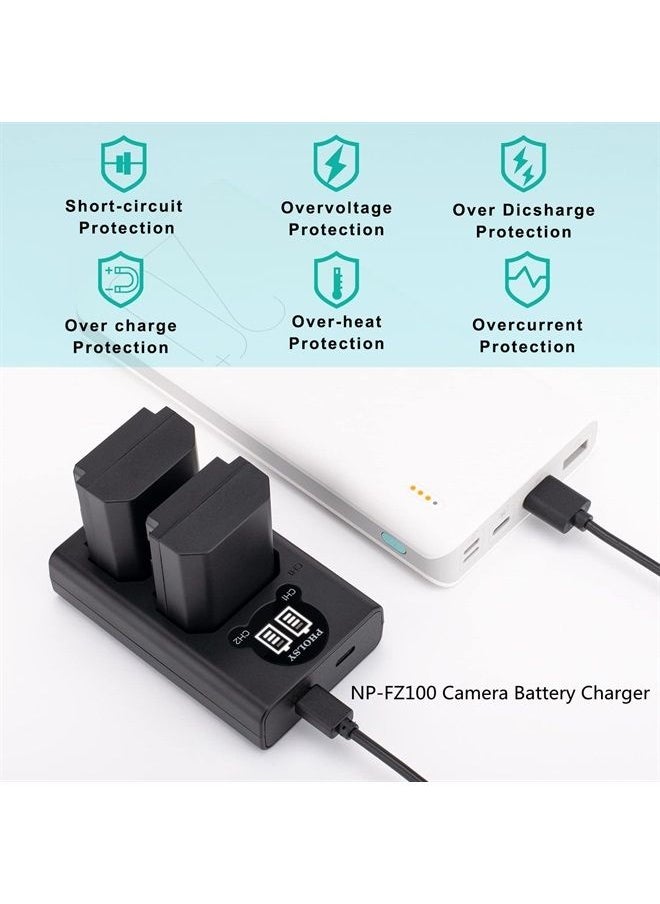 PHOLSY - NP-FZ100 Battery Charger, PHOLSY Camera Battery Charger NP-FZ100 Dual USB Charger BC-QZ1 for NP-FZ100 Battery Compatible with Sony Camera a1 a9M2 a9 a7SM3 a7RM4A a7RM4 a7RM3A a7RM3 a7C a7M4 a7M3 a6600 - Image 1