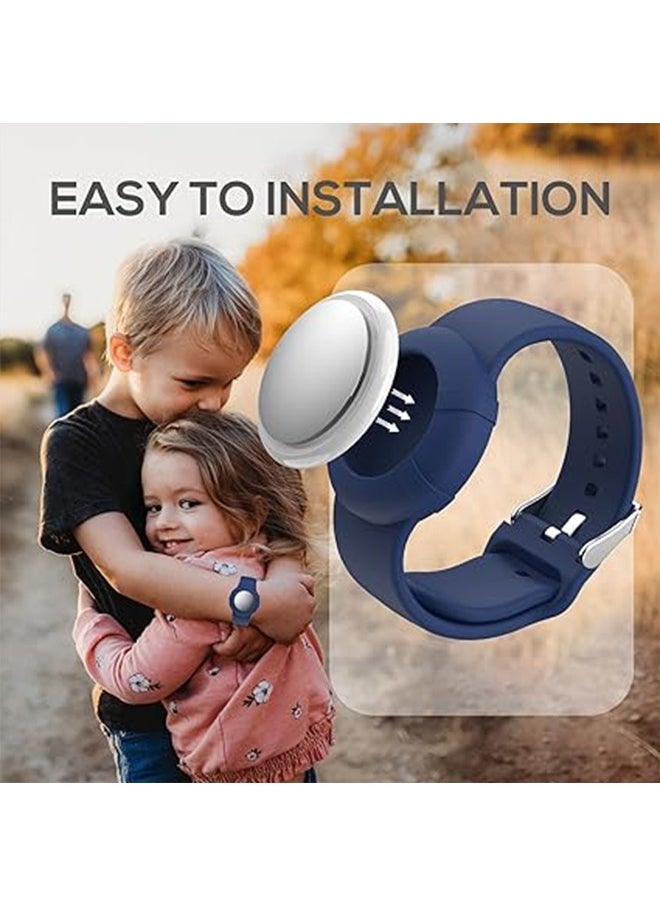 Arabest - 2 Pcs Airtag Wristbands for Kids, Soft Silicone Airtag Bracelet Kids, Lightweight, Waterproof Band Compatible with Apple Airtag Watch Band for Children and Toddler (Baby Blue & Navy Blue) - Image 1