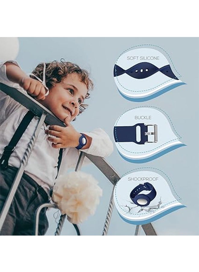 Arabest - 2 Pcs Airtag Wristbands for Kids, Soft Silicone Airtag Bracelet Kids, Lightweight, Waterproof Band Compatible with Apple Airtag Watch Band for Children and Toddler (Baby Blue & Navy Blue) - Image 1