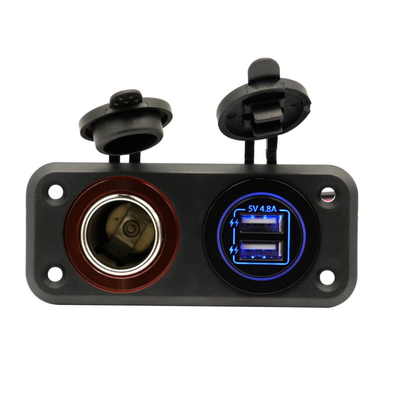 Dual USB Car Charger 105mm*69mm*46.5mm High Durability Waterproof Cover - Easy Installation Versatile Accessory for Trucks RVs Boats Yachts 12V 24V Vehicles - Image 1