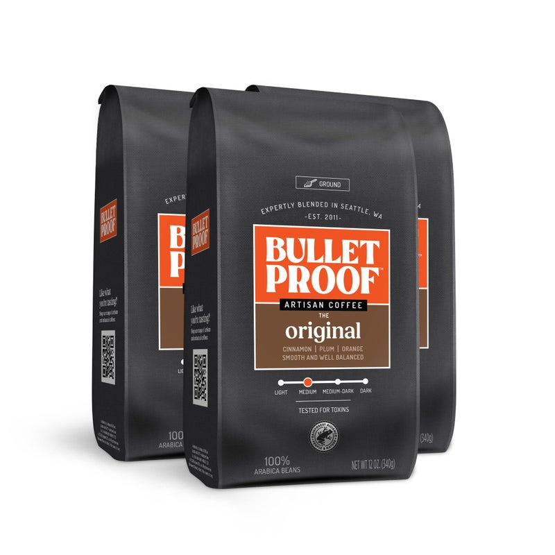Bulletproof Original Medium Roast Ground Coffee, 12 Ounces (Pack of 3), 100% Arabica Beans, Clean Coffee Tested for Toxins, Packaging May Vary - Image 1