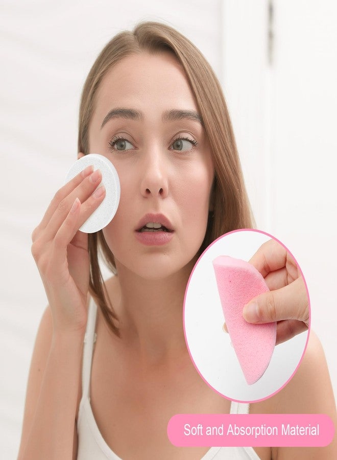 لوكسيف 120 قطعة من إسفنج الوجه المضغوط، إسفنج تنظيف الوجه من لوكسيف، إسفنج مكياج مضغوط، إسفنج دائري لغسل الوجه للنساء، إسفنج مضغوط لإزالة التقشير (أبيض + وردي) - Image 4