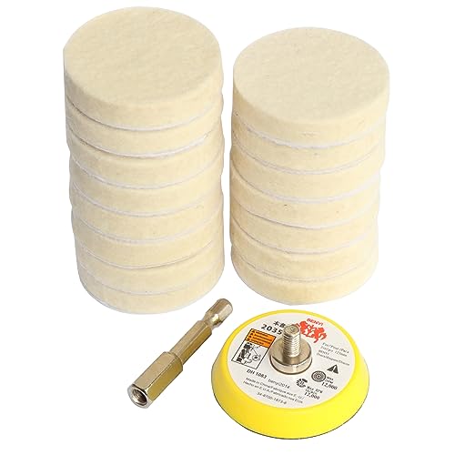 Hiqalty 2 Inch Wool Felt Polishing Pad Buffing Wheel SetDrill Polishing Kit for Metal Glass Stone 17 - Image 1