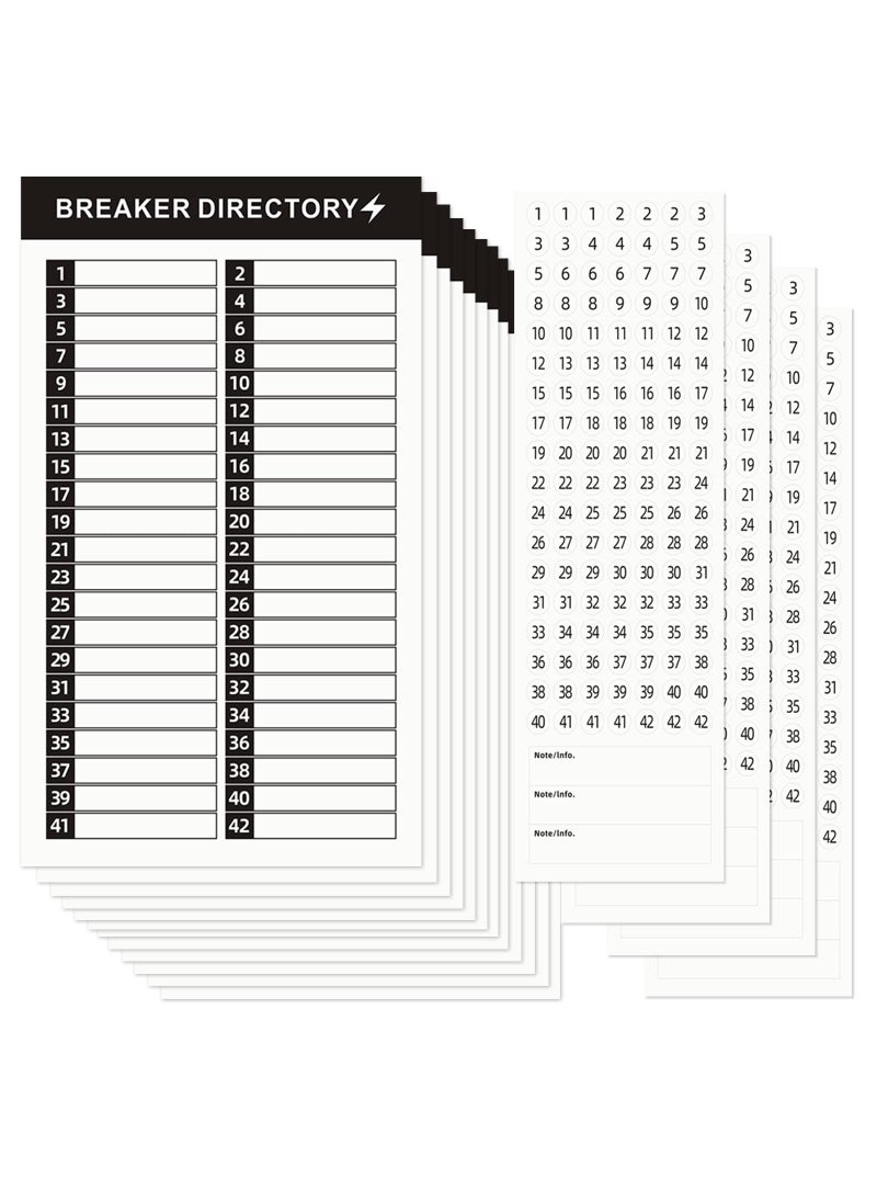 KIUKIUO 16 Sheets Breaker Panel Labels Electrical Box Sticker Numbers Breaker Panel Labels Electrical Sticker Number Catalog Load Center Adhesive Waterproof ReusableBlack 