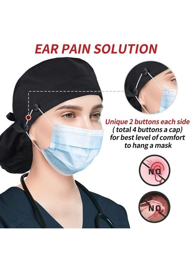 ABAMERICA Scrub Cap Women Surgical Cap Nurse Hat with Ponytail Holder for Long Hair, Single Layer Or Satin Line Scrub Caps Personalized Scrub Hat  - Image 3