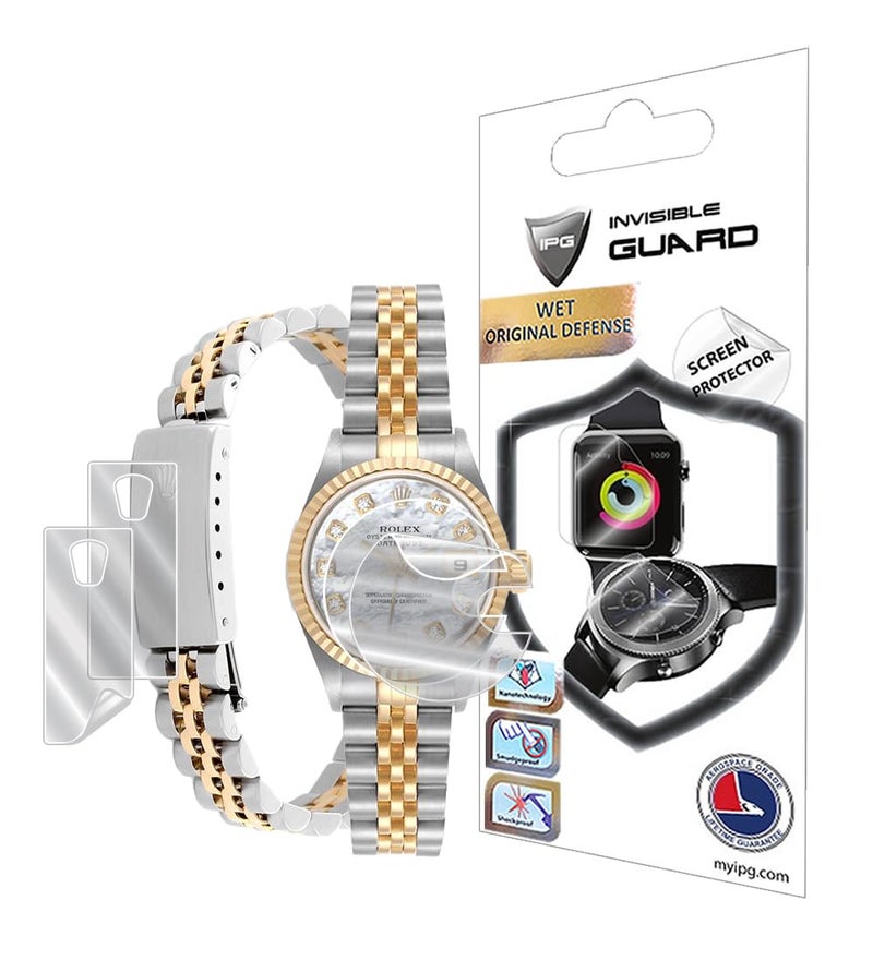 IPG for Rolex Lady - Datejust Oyster Gold Watch Hydrogel Screen Protector (2 Units) + Clasp Protector (2 Units) Invisible HD Clear Film Anti Scratch Guard-Smooth for LadyOysterGold - Image 1
