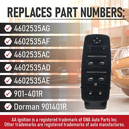 AA Ignition Driver Side Master Power Window Switch - Compatible with Chrysler & Dodge Mini Vans - 2008-2009 Town and Country, 08, 09 Grand Caravan - Replaces 4602535AG, 4602535AF, 4602535AC, 4602535AE, 901-401R - Image 4