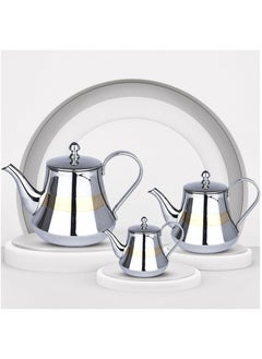 Alpaca Alpaca 3-Piece Decorative Stainless Steel Teapot Set Silver/Gold  - Image 1