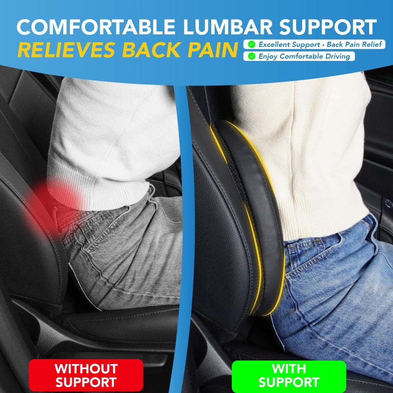 Lofty Aim Lumbar Support Pillow for Car, Memory Foam Lumbar Pillow for Lower Back Pain Relief - Back Cushion for Driving, Chair Support for Car-Office Chair, Wheelchair - Black - Image 4