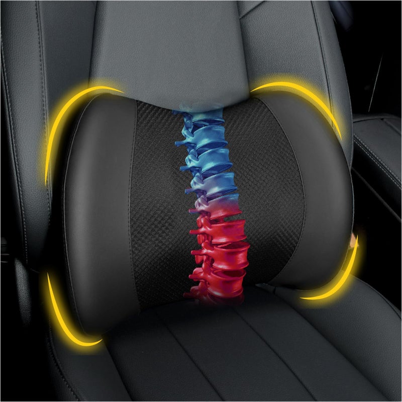 Lofty Aim Lumbar Support Pillow for Car, Memory Foam Lumbar Pillow for Lower Back Pain Relief - Back Cushion for Driving, Chair Support for Car-Office Chair, Wheelchair - Black - Image 1