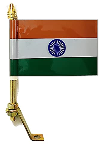 UNIq Indian 3D Car Flag - Outdoor Bonnet Décor With Golden Metal Rod Suitable for All Models, Made of Aluminium - Image 1