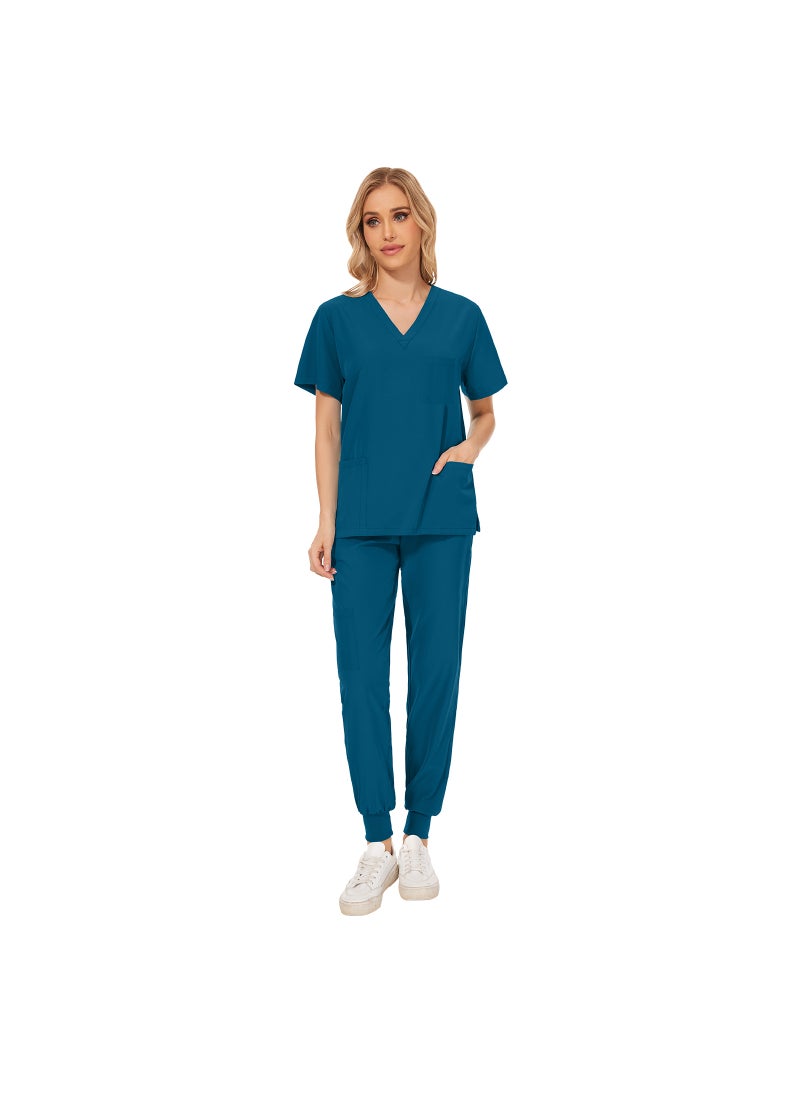 Generic New Summer Casual Womens Medical Scrubs Set 42109-Blue 