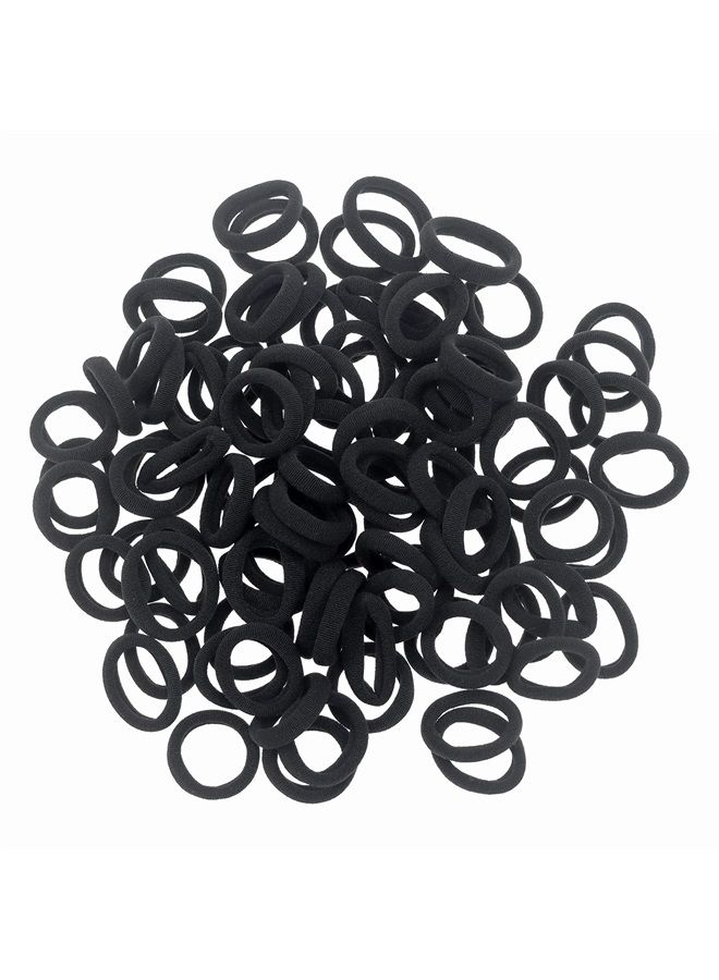 100 Pack Black Color Nylon Small Hair Ties Seamless Colorful Ponytail Holder Toddlers Baby Girls' Hair Elastics