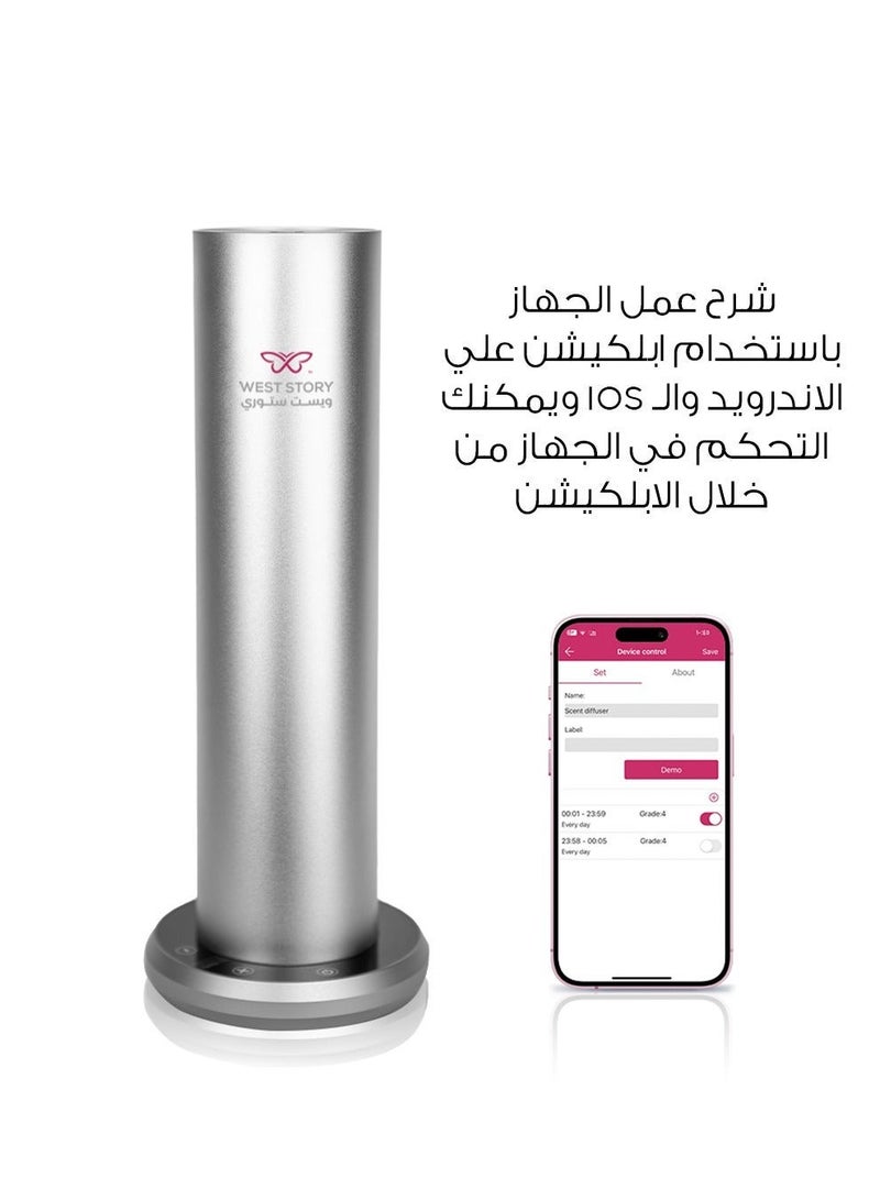 West Story M200 Electric Diffuser Covers 200 to 300 cubic meters Suitable for medium spaces, 150ml essential oil container, nano technology scent diffuser, easy control via Bluetooth to adjust the aroma intensity, operating hours and operating days, child safety lock, spreads the scent evenly in the place, can be installed on the floor - Image 5