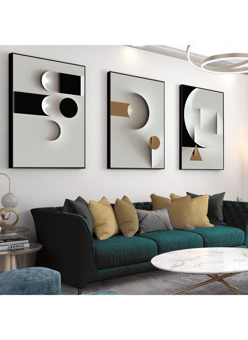 FASHION HOME 3PCS Wall Art Bright Style Minimalist Decor Modern Abstract Canvas Prints Poster Picture Framed Paintings Decorations  - Image 5