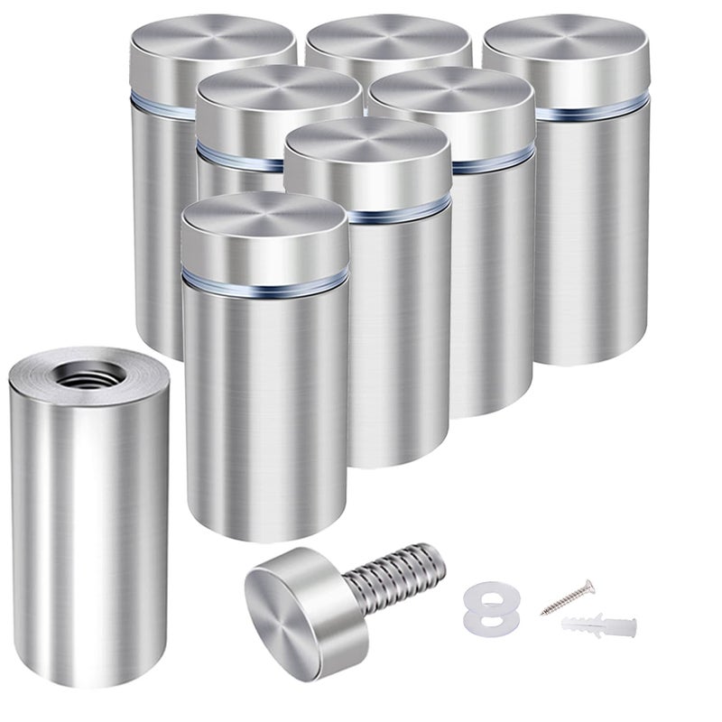 Osring 1in Dia x 2in Ln Wall Standoffs Stainless Steel Sign Standoff Holder, Brushed Nickel Advertising Nails Screw Mounting Hardware Holder for Acrylic Board and Sign Display, 8 Pack - Image 1