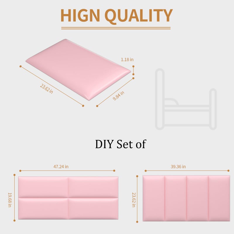 Greymond Headboards Wall Panel for Twin, Self-Adhesive 3D Wall Panels, Upholstered Wall Panel for Bedroom/Living Room (4 Pieces 9.84 in x 23.6 in) - Image 4