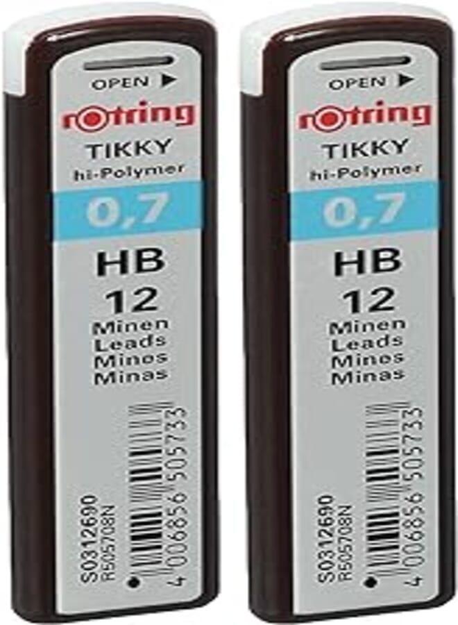 Rotring Rotring Mechanical Pencil Leads Pack of 2 HB, 0.7 mm - Multi Color 
