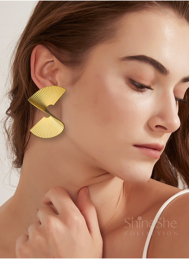 ShineShe 【Cleopatra】Classic Geometric Shape Simple and Elegant Gold Earrings  - Image 2