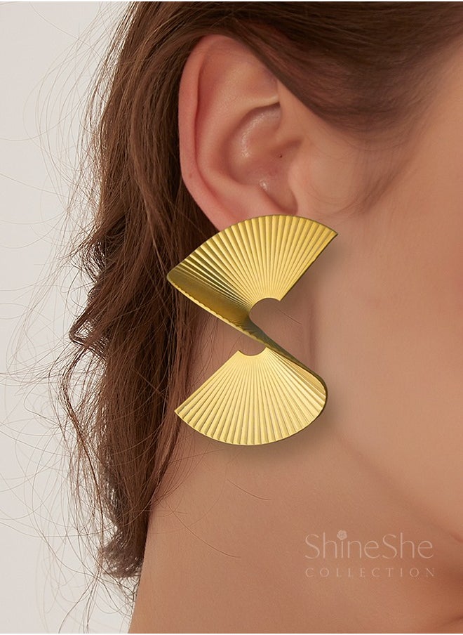 ShineShe 【Cleopatra】Classic Geometric Shape Simple and Elegant Gold Earrings  - Image 3