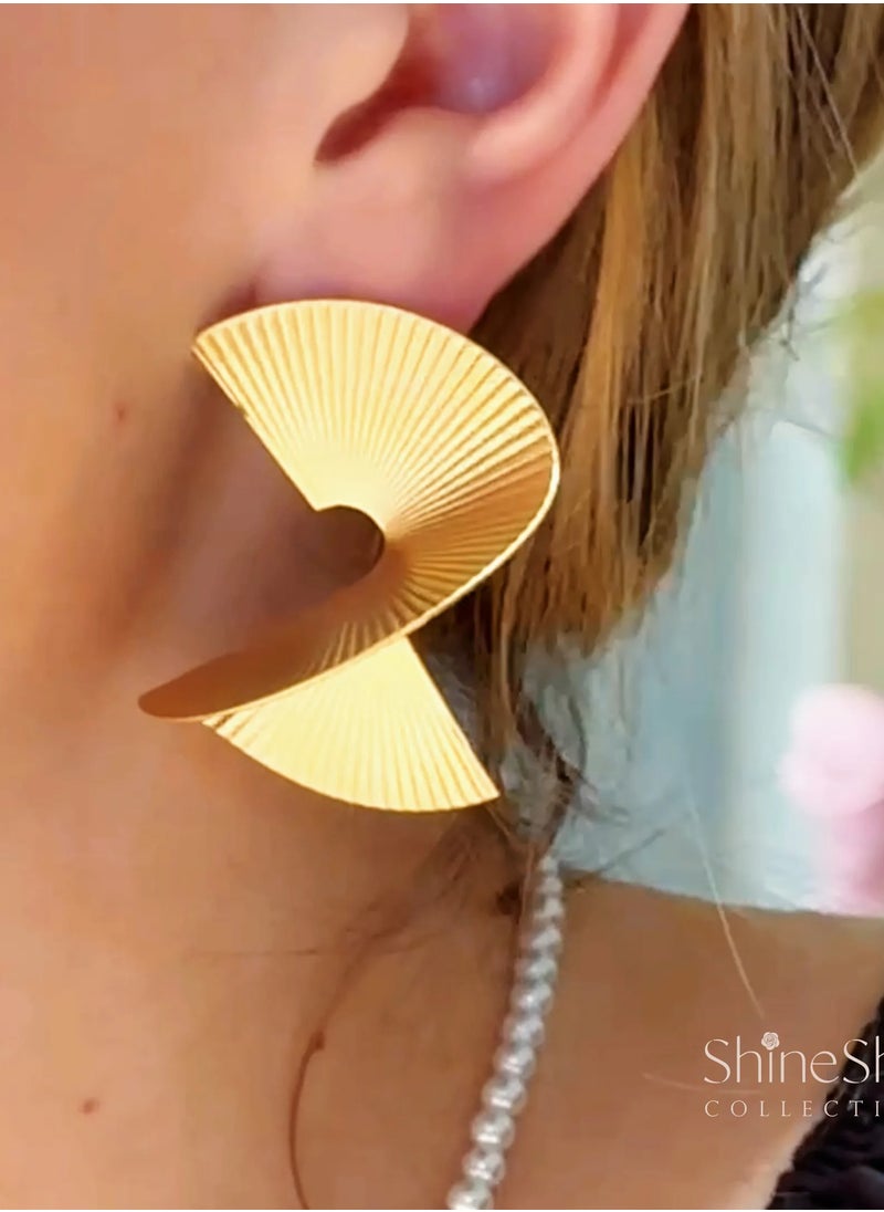 ShineShe 【Cleopatra】Classic Geometric Shape Simple and Elegant Gold Earrings  - Image 5