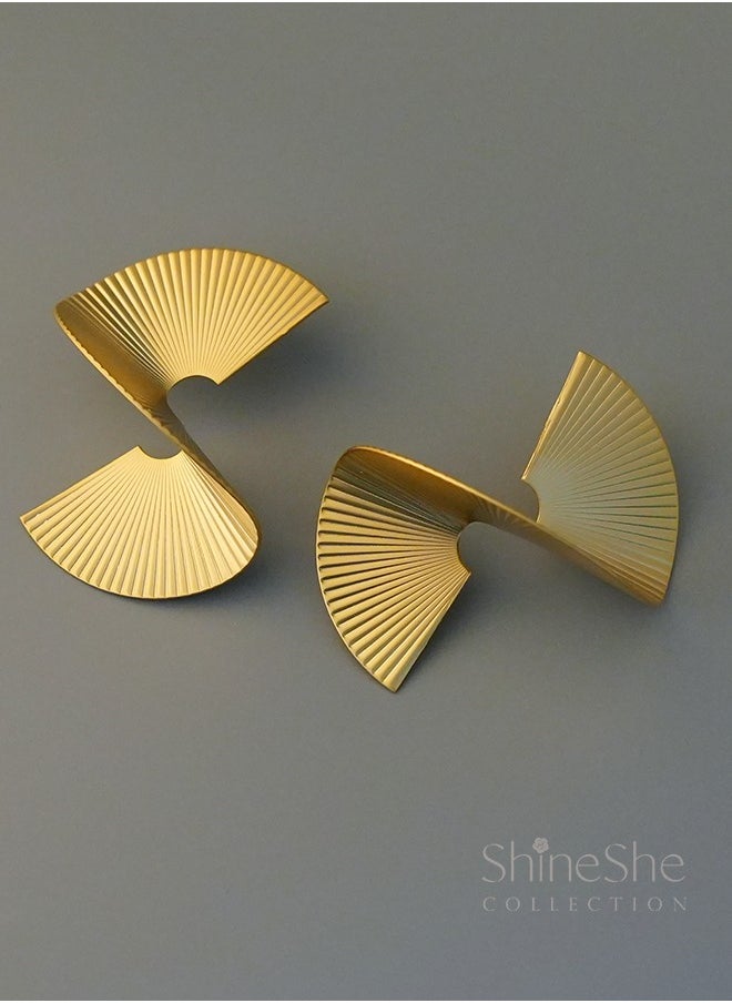 ShineShe 【Cleopatra】Classic Geometric Shape Simple and Elegant Gold Earrings  - Image 4