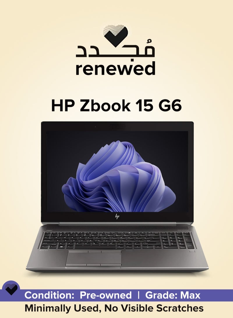 HP RENEWED - LAPTOP ZBOOK 15 G6 - CPU INTEL CORE I7-9850H - RAM 32 GB DDR4 - HARD 512 GB SSD M.2 NVMe - VGA NVIDIA QUADRO T1000 4 GB DDR5 - 15.6'' INCH LED FULL HD IPS SCREEN English/Arabic Grey - Image 1