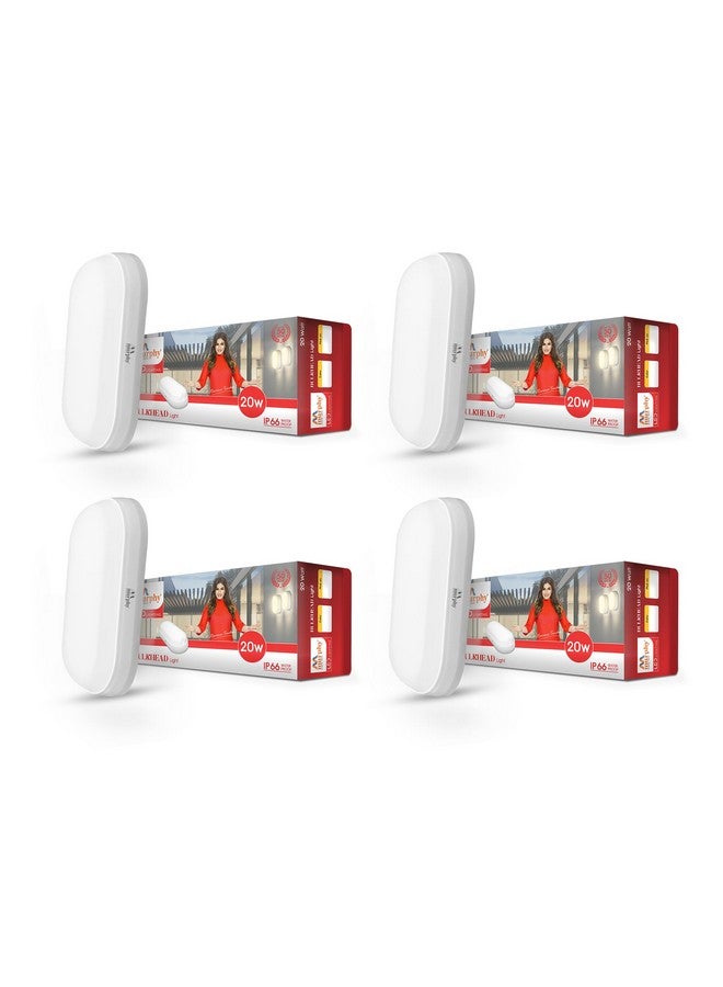 Murphy 20W LED Oval Shape Bulkhead Wall Lamp | IP66 Waterproof Outdoor Light for Gardens, Porches & Bathrooms | Cool White, Pack of 4 | 2-Year Warranty - Image 1