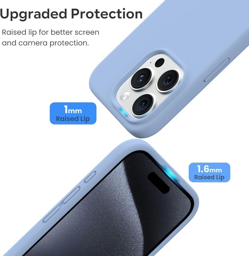DIZORO Compatible for iPhone 15 Pro Case 6.1, Slim Liquid Silicone 3 Layers Full Covered Soft Gel Rubber Phone Case Protective Case Cover 6.1 Inch - Official Blue - Image 5