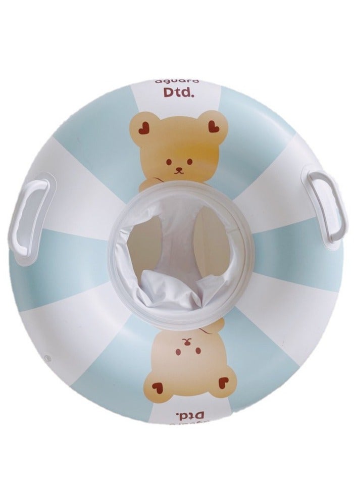 Adjustable Inflatable Swimming Ring for Children，Blue Teddy Bear Reinforced Children's Lifebuoy, Outdoor Swimming Safety Seat，Swimming circle - Image 1