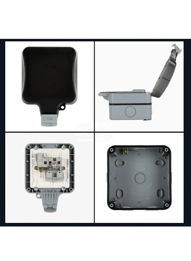 مقبس مفرد مقاوم للماء، مقبس طاقة حائطي، غطاء مقبس كهربائي جداري مقاوم للماء IP66، غطاء مقبس جداري خارجي مقاوم للطقس 13A - Image 4
