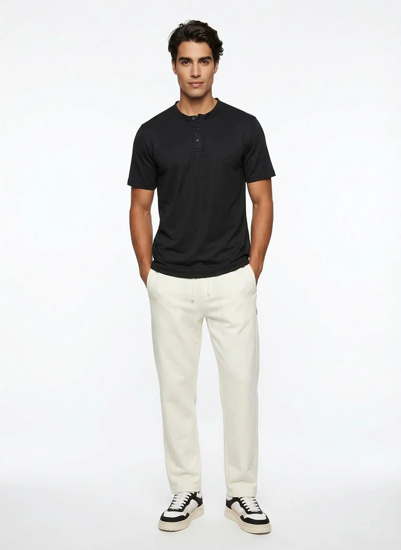 NOBERO Nobero Textured Tees for Men | Henley Neck Textured T-Shirt | 100% Polyester | Regular Fit | Half Sleeve | Casual & Smart-Casual Wear