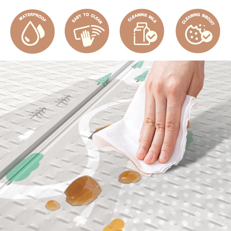 ZEEBABA Baby Play Mat, 59"x59" Foldable & Reversable Large Baby Mat, 0.4" Thick Waterproof Foam Play Mat, Baby Activity Tummy Time Mat, Foam Play Mat for Babies and Toddlers, for 59 inch Playpen - Image 5