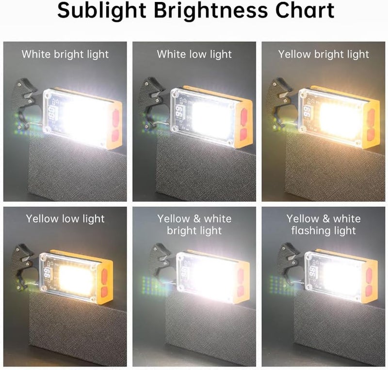 PROSFIA PROSFIA Mini Pocket Outdoor Safety Cutter Tool Keychain Worklight LED Tactical Torch Flashlight Solar Charging Multifunctional Emergency Portable Keychain Flashlight Yellow  - Image 3