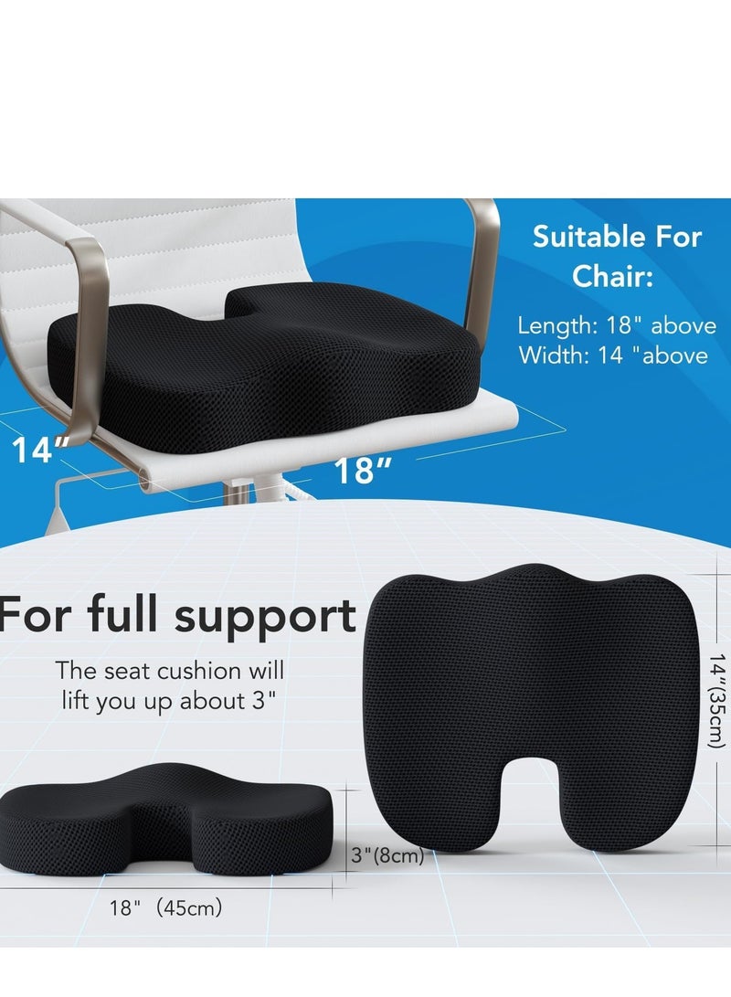 TRASSLE Chair Cushion, Seat Cushion for Office Chair, Lumbar Support Pillow for Chair, Car Seat Cushion, Back Support Memory Foam Pillow Washable Cover  - Image 3