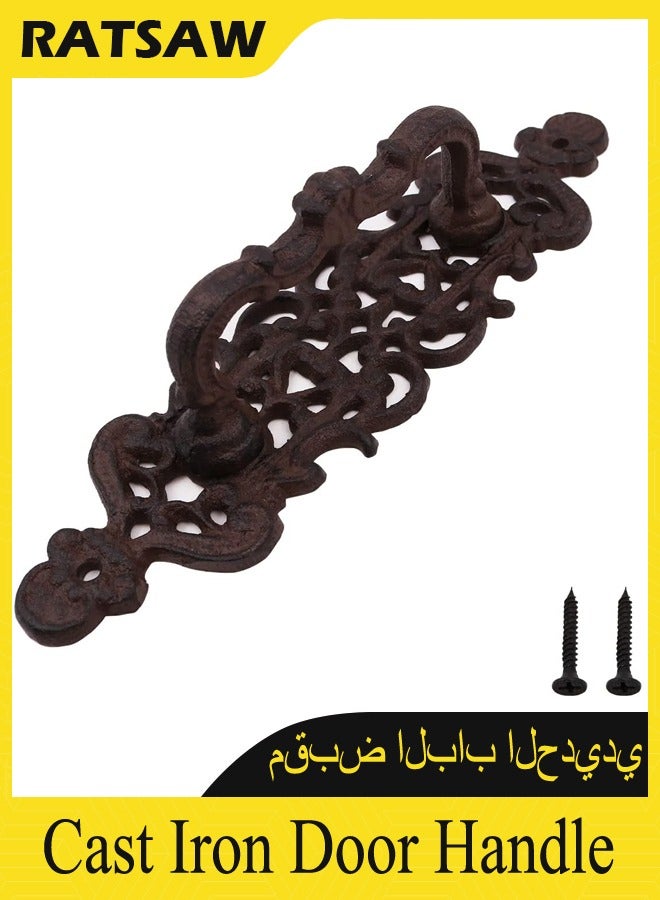 23.5cm Cast Iron Door Handle Heavy Duty Vintage Style Barn Door Wooden Door Pull Handle Passage Home Hallway Closet Garden Gate Shed Cabinet Door Grab Handle Indoor or Outdoor - Image 2