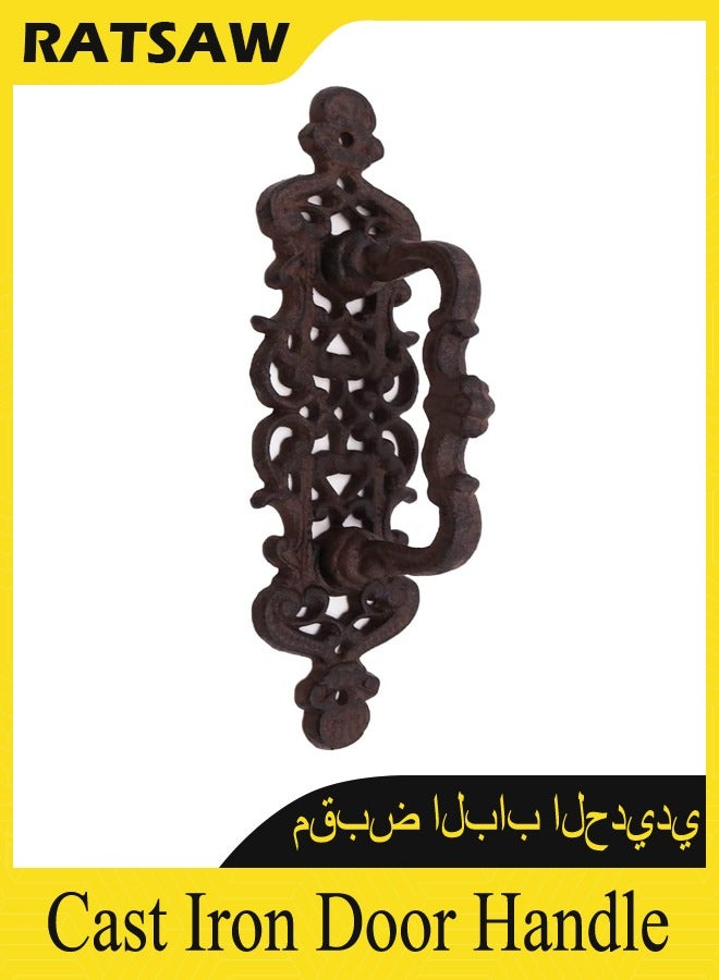 23.5cm Cast Iron Door Handle Heavy Duty Vintage Style Barn Door Wooden Door Pull Handle Passage Home Hallway Closet Garden Gate Shed Cabinet Door Grab Handle Indoor or Outdoor - Image 4